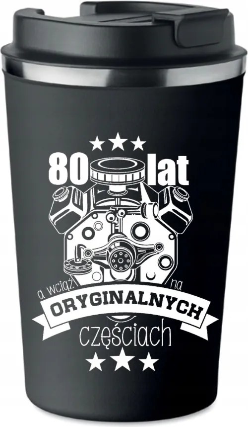 Prémium Termo Bögre fekete vicces ajándék 80 éves Születésnapra KT_402