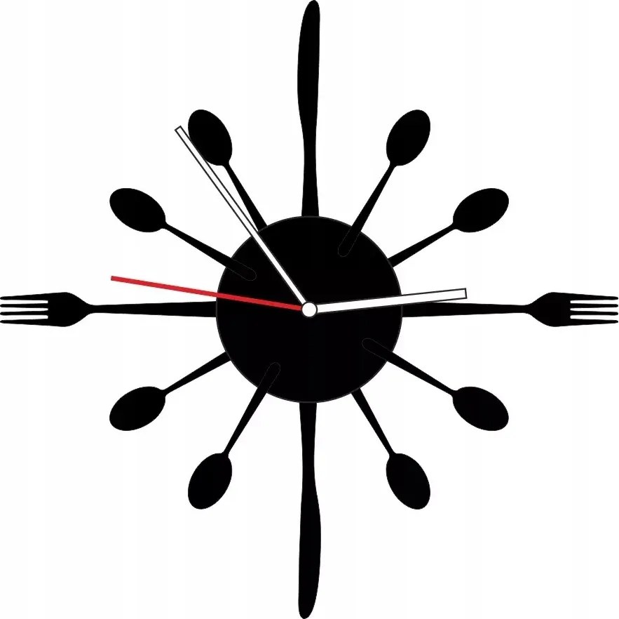 Nagy Fém Falióra 60cm Fekete Evőeszköz