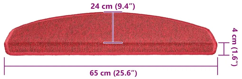 30 db bordeaux piros lépcsőszőnyeg 65x24x4 cm