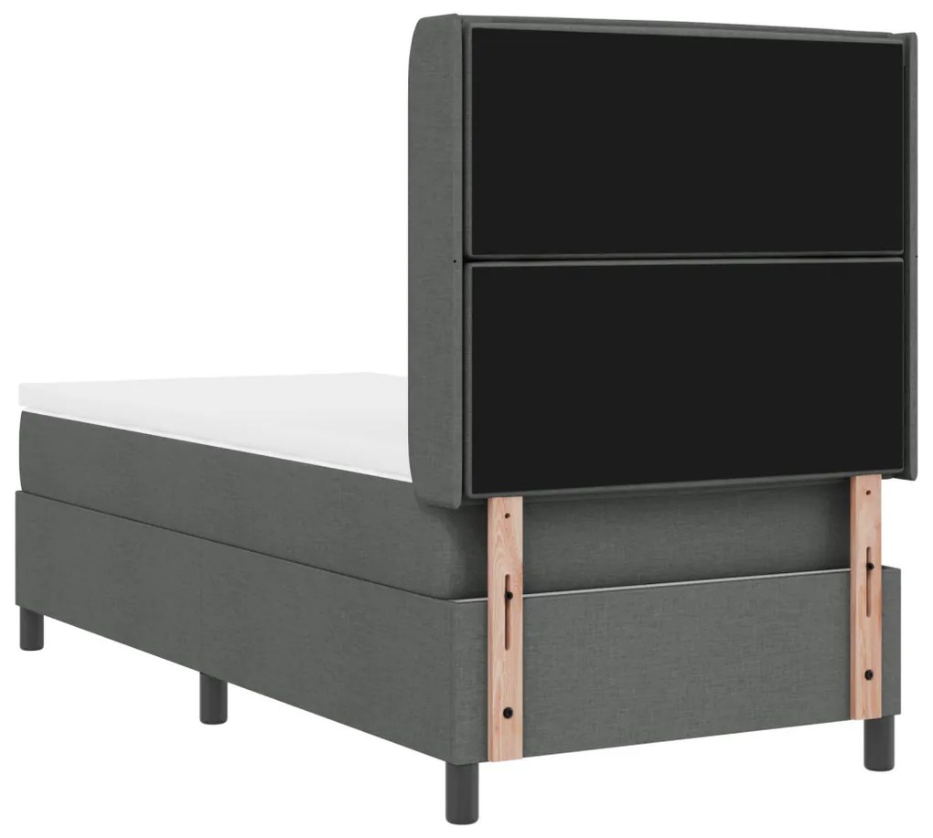 Boxspring Ágy Matraccal és LED Fekete Szürke 90x200 cm Szövet