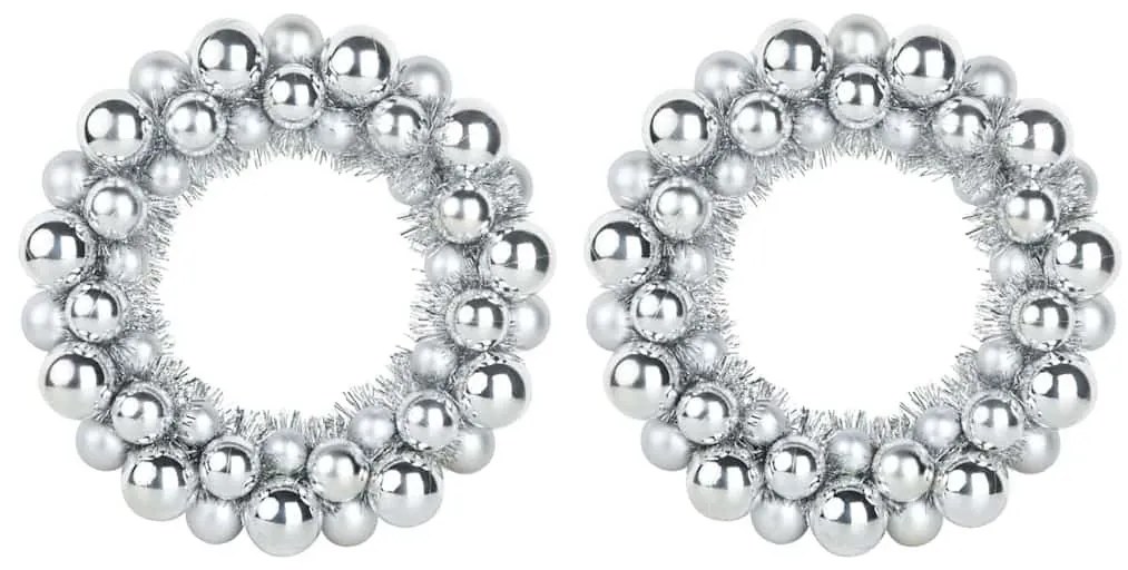 Karácsonyi labda koszorúk 2 pcs Ezüst 33 x 33 x 7 cm