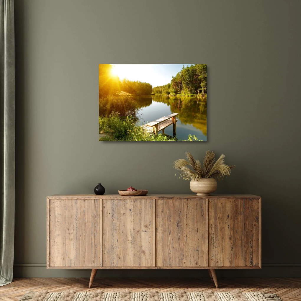 Kép - Tó az erdőnél (üvegen) (70x50 cm)