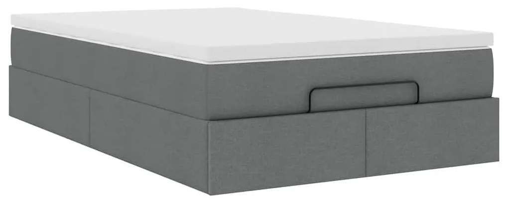 Ottomán ágykeret matraccal sötétszürke 120x190 cm szövet