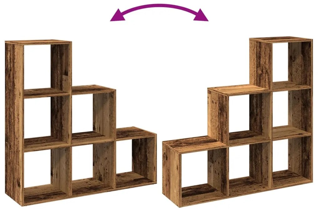 3 szintes antik fa színű fa elválasztó könyvespolc 99x29x99 cm
