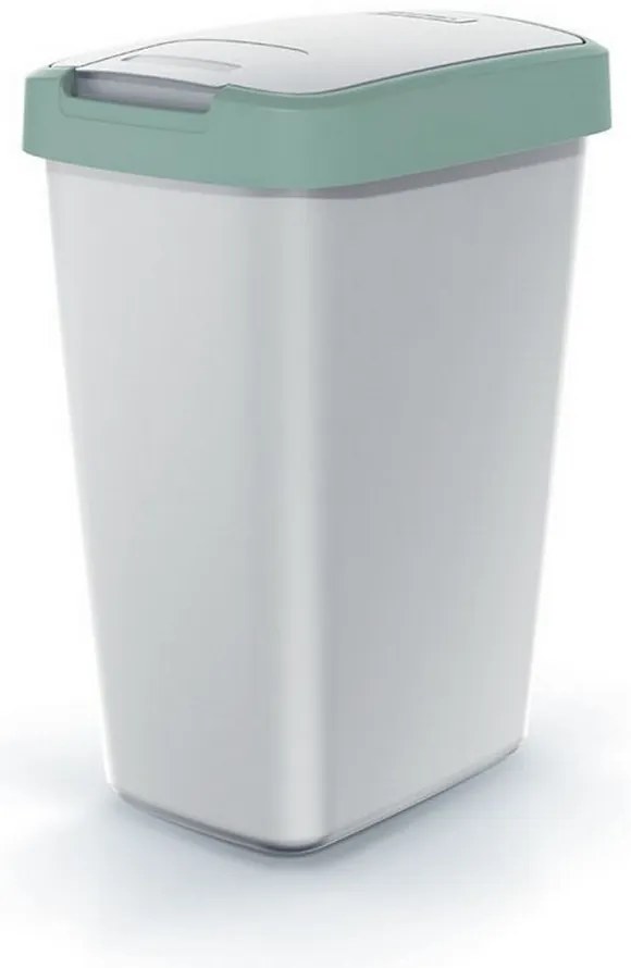 Szemeteskosár színes tetővel, 12 l, zöld / szürke