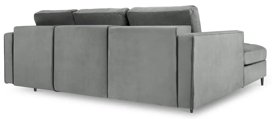 Santo világosszürke kinyitható bársony sarokkanapé, bal oldali - Milo Casa