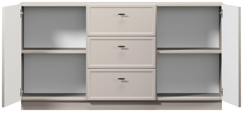 Lorini komód 150 cm fiókokkal - kasmír / fekete T-bar fogantyúk