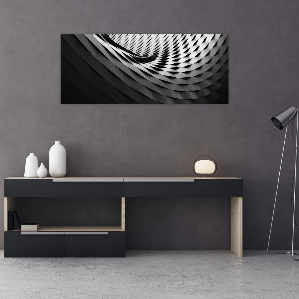 Absztrakt kép - fekete-fehér spirál (120x50 cm)