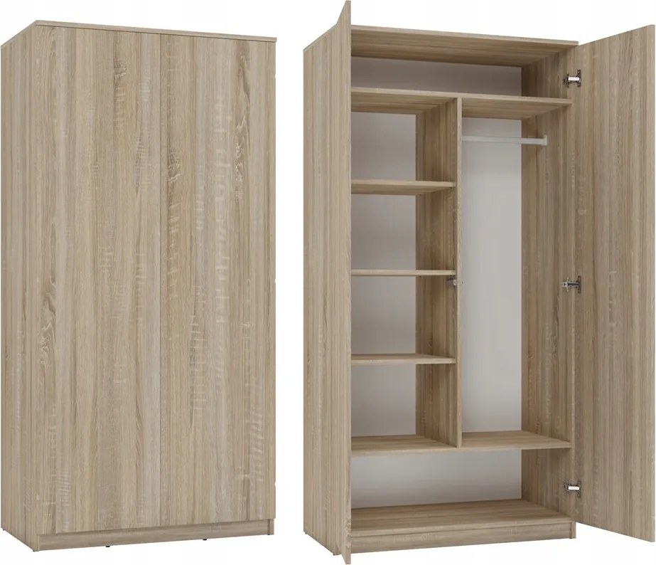 Gardróbszekrény SD-90 Sonoma Tölgy 90CM Polcos Ajtó Tágas Funkcionális