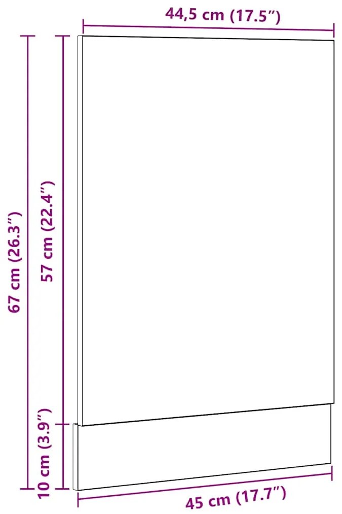 fekete tölgy szerelt fa mosogatógép panel 45x1,5x67 cm