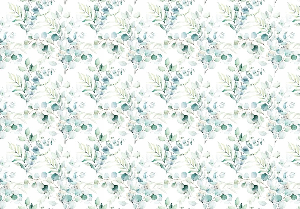 Flizelin fotótapéta Eukaliptusz ágak fehér ezüst zöld 368x280 +ragasztó