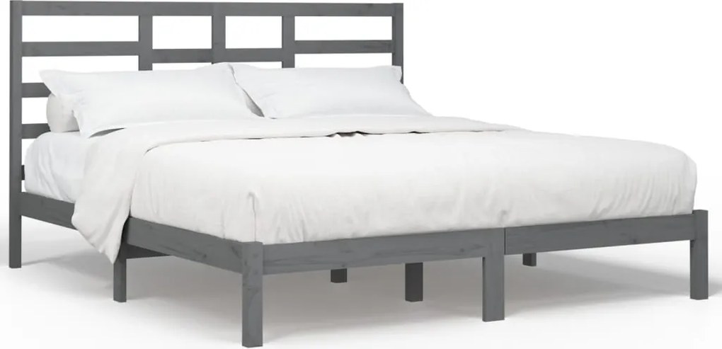 vidaXL szürke tömör fa ágykeret 200 x 200 cm