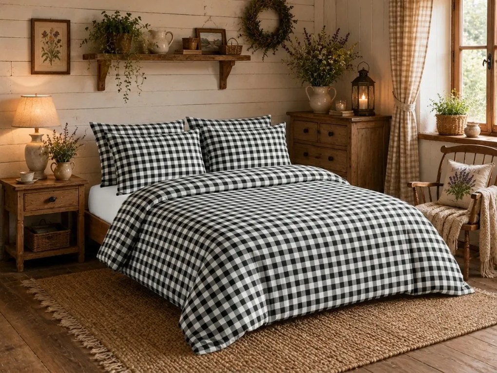 Pamut ágynemű NORDIC CHECK sötétszürke Ágyneműhuzat mérete: 70 x 90 cm | 140 x 200 cm