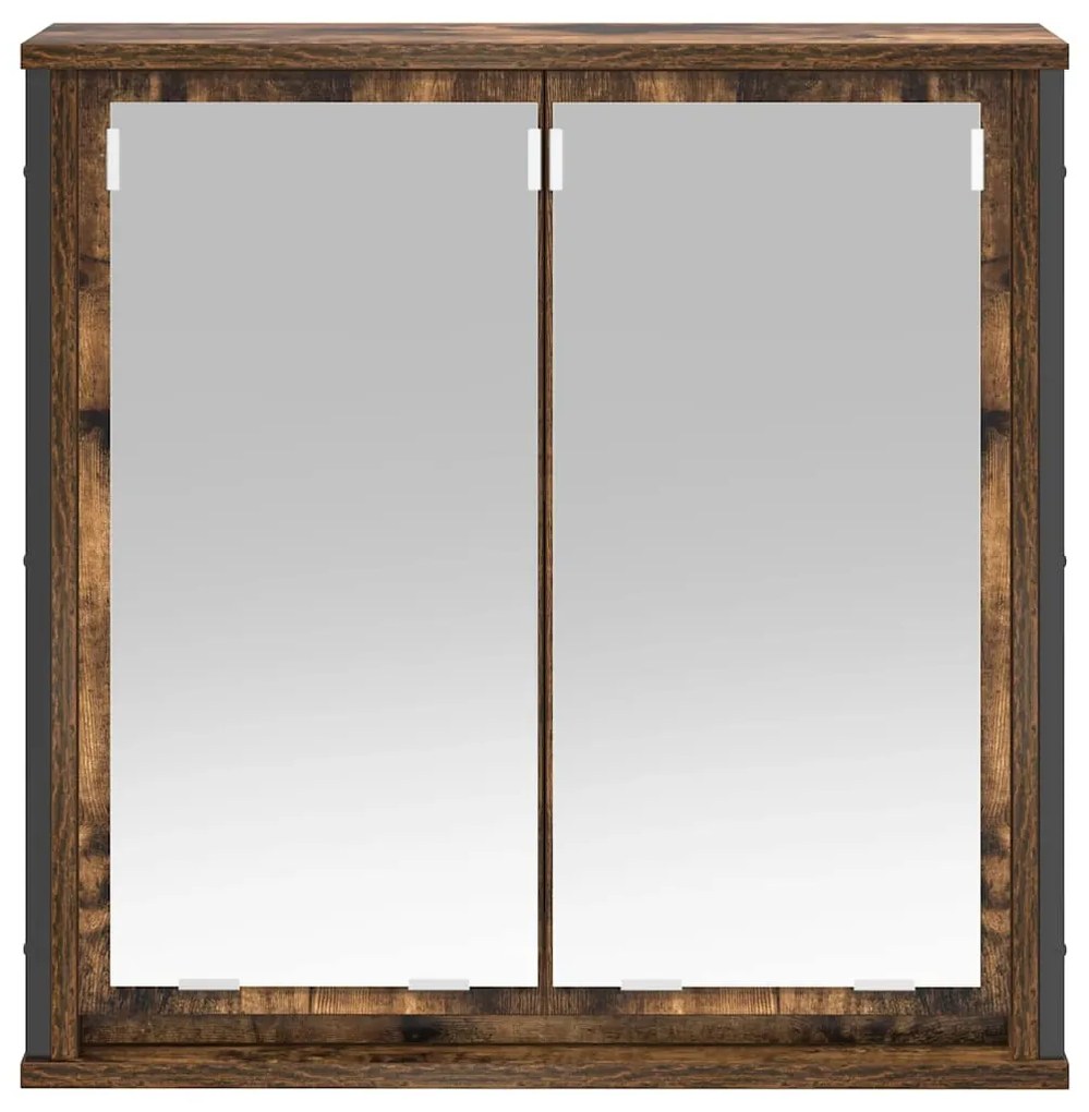 vidaXL füstölt tölgy fürdőszoba fali szekrény tükörrel 60x21x60 cm