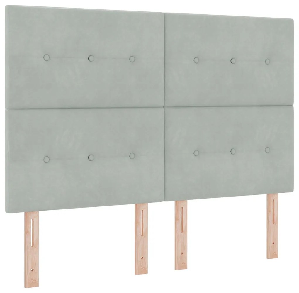 Boxspring Ágy Matrac nélkül Világosszürke 140x200 cm Bársonyos