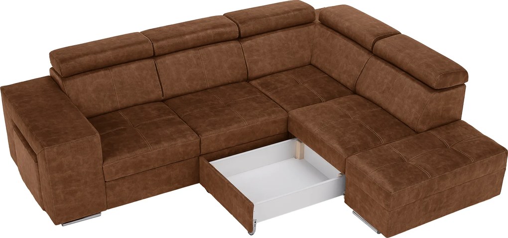 Ülőgarnitúra, barna, jobbos, MALAGA