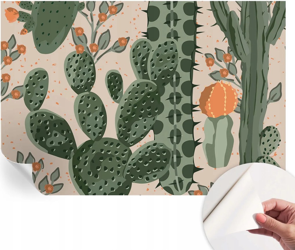Öntapadós fotótapéta a konyhába Mosható Zöld kaktuszok 152x104 cm