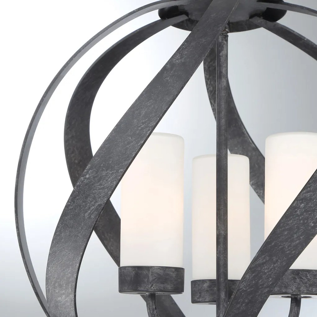 ELSTEAD QNBLACKSMITH3POBK BLACKSMITH Kültéri Függő Lámpa Fekete, Opál IP44