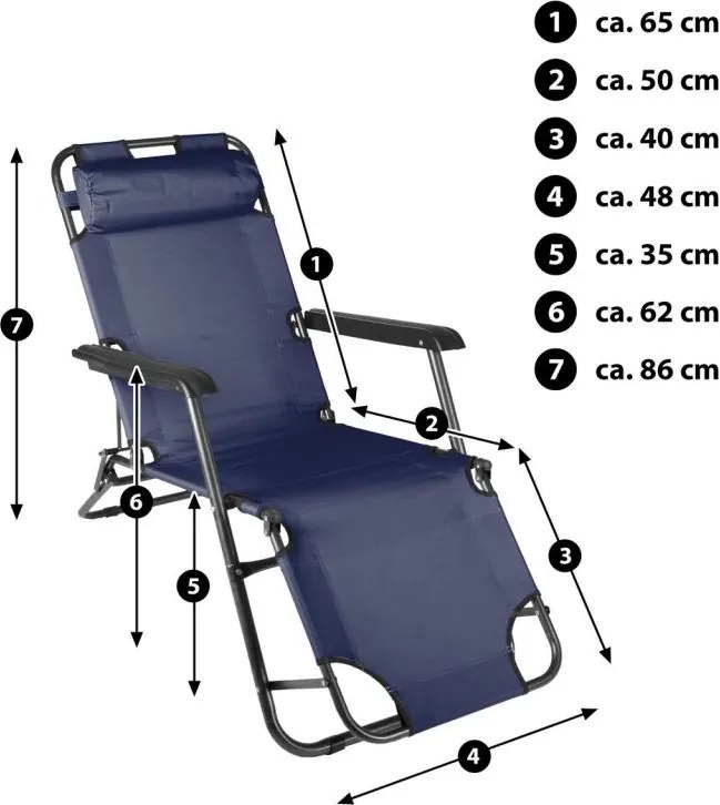 DIVERO Kerti összecsukható nyugágy kék