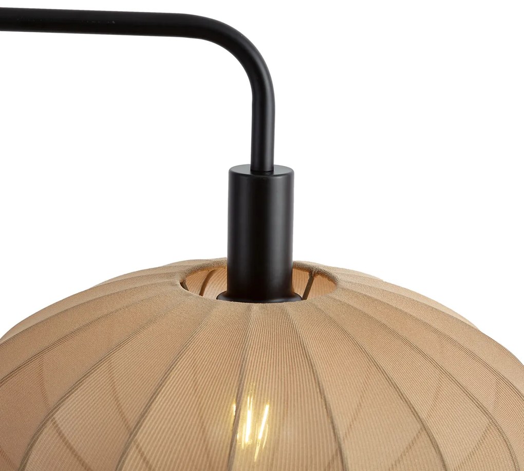 Japandi állólámpa fekete, barna szövetbúrával - Bida