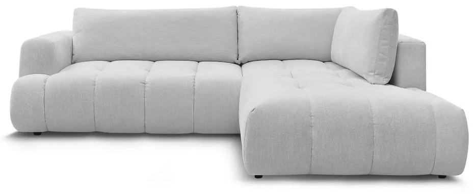 Világosszürke kinyitható-tárolóhelyes sarokkanapé (jobb oldali-L alakú) Fuji – Bobochic Paris