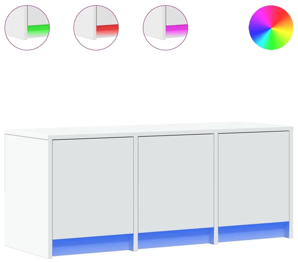 fehér szerelt fa TV-szekrény LED-ekkel 97 x 34 x 40 cm