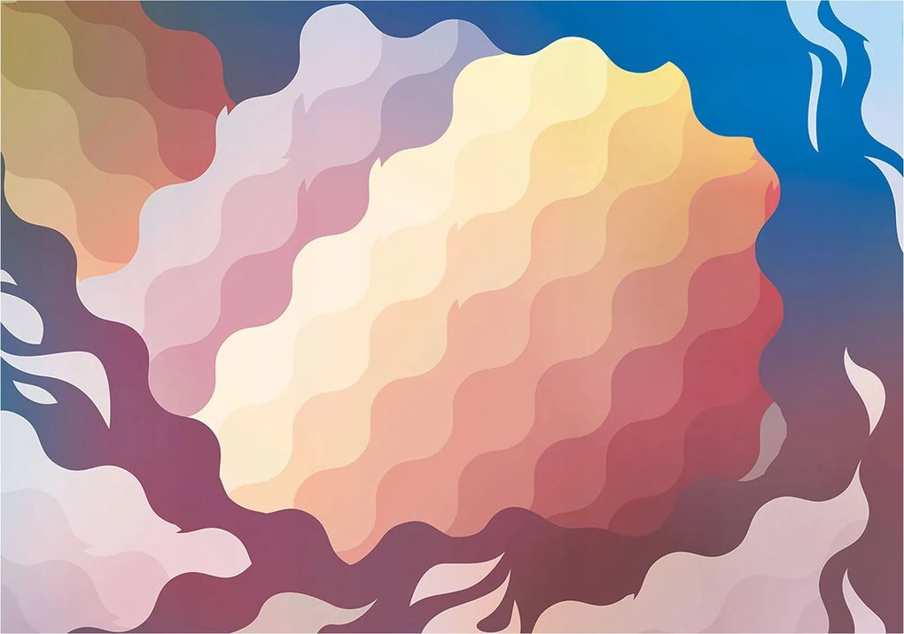 Tapéta Absztrakt Színátmenetes Pasztell Hullámok 350x250 Elegáns design +ragasztó