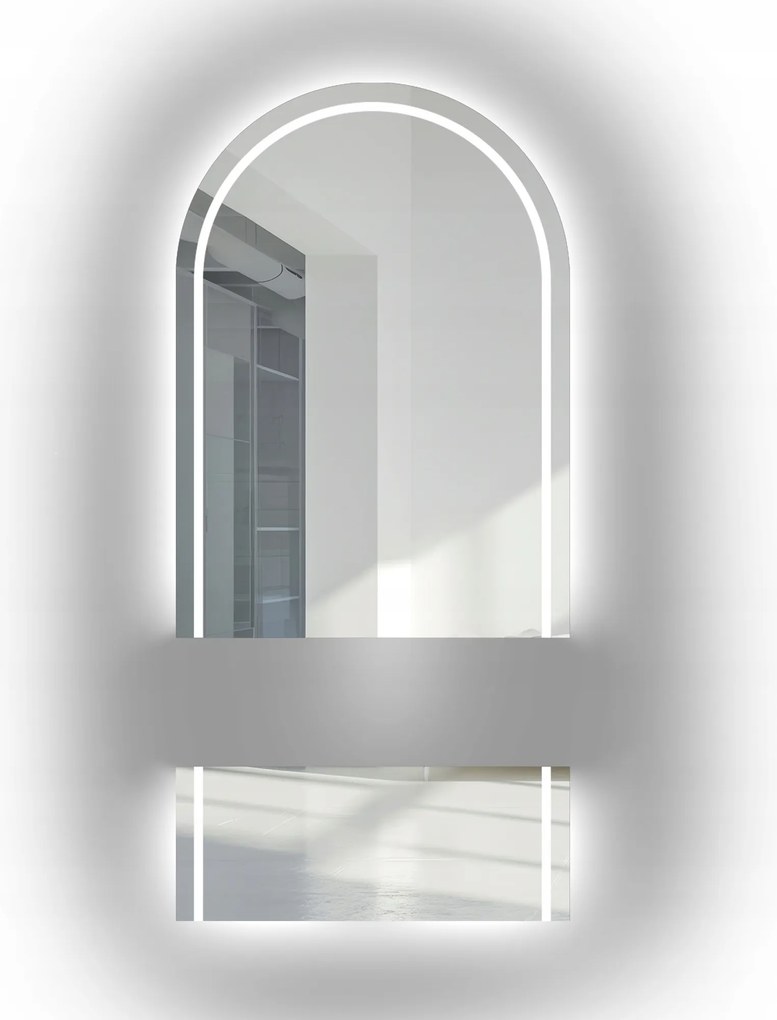 Plato félig ovális tükör két részből, Led háttérvilágítással 80x160