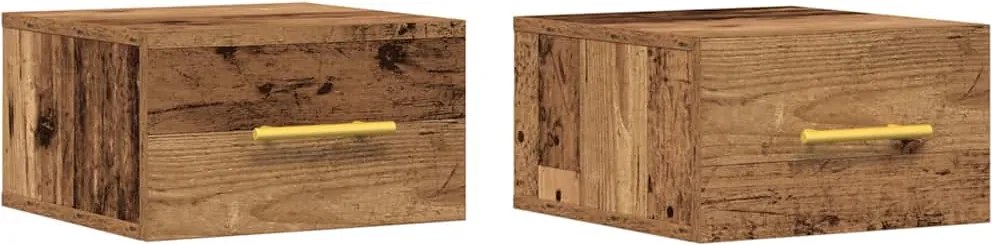 vidaXL Éjjeliszekrény 2 pcs Öreg fa 35 x 35 x 20 cm Faanyag