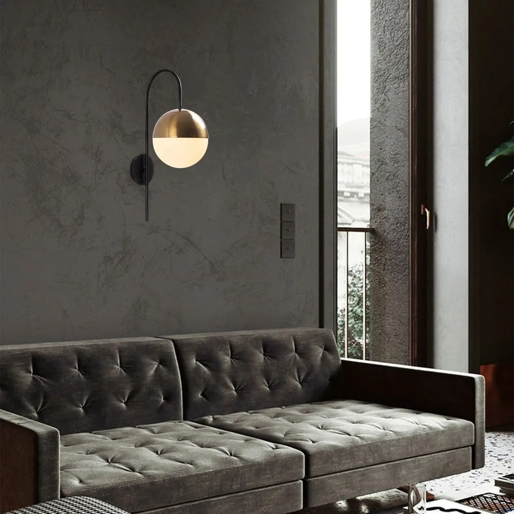 Fekete-aranyszínű fali lámpa ø 20 cm Bastos – Opviq lights