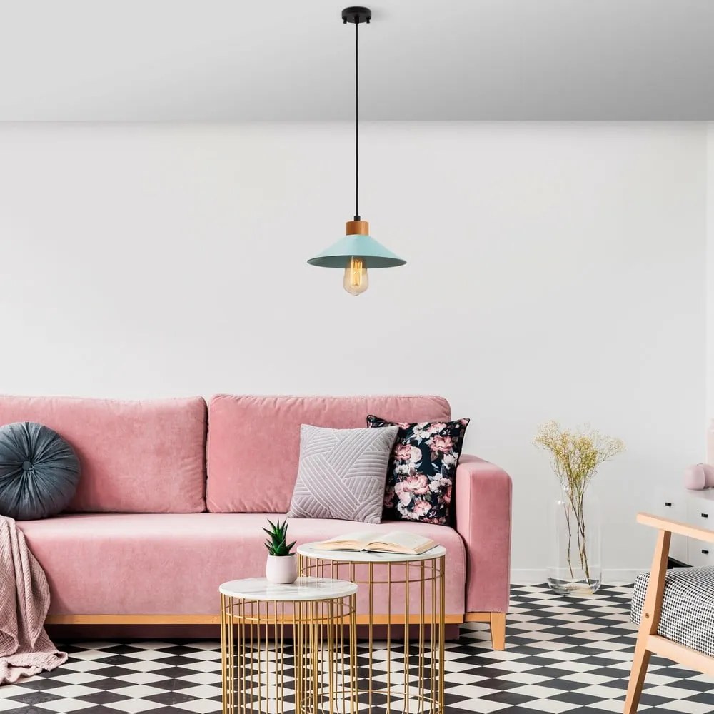 Türkiz-natúr színű függőlámpa fém búrával ø 24 cm Manavgat – Opviq lights