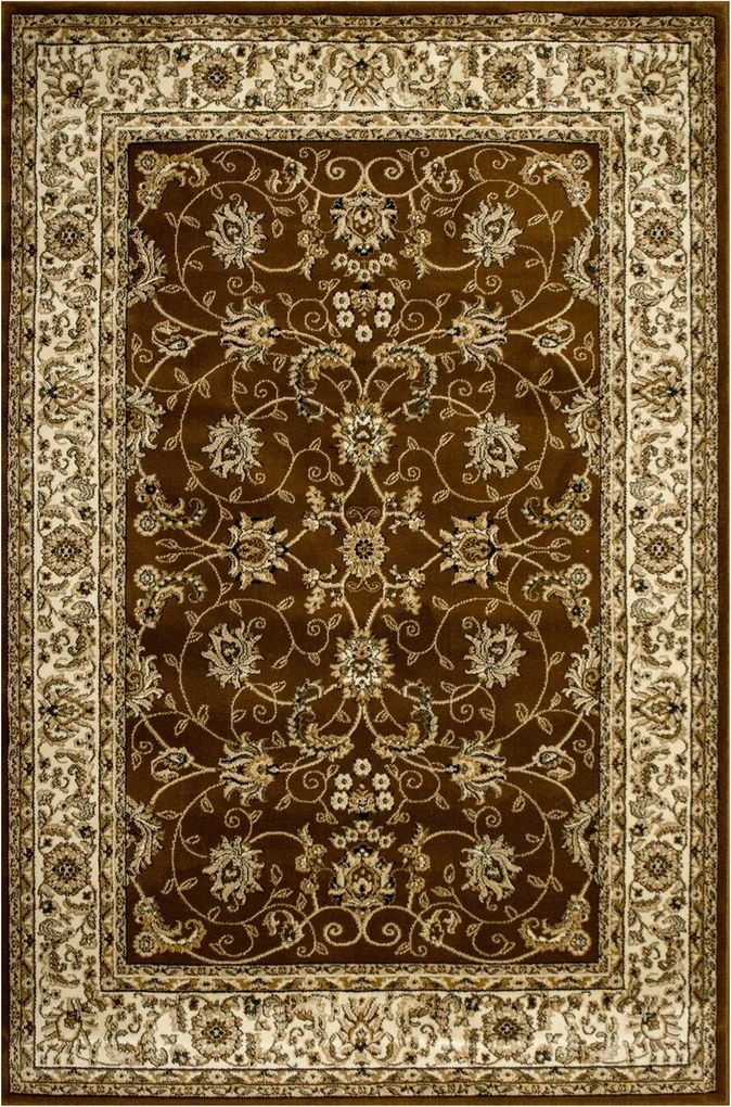 Hagyományos Puha Díszszszőnyeg Virágos Barna Bézs Rose 140x190 cm