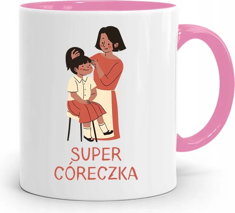 Rózsaszín Bögre Ajándék Lányának Szuper Lány Nyomtatott Fényképpel