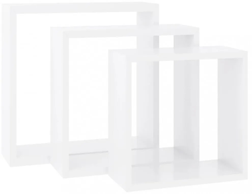 3 db fehér MDF fali kockapolc