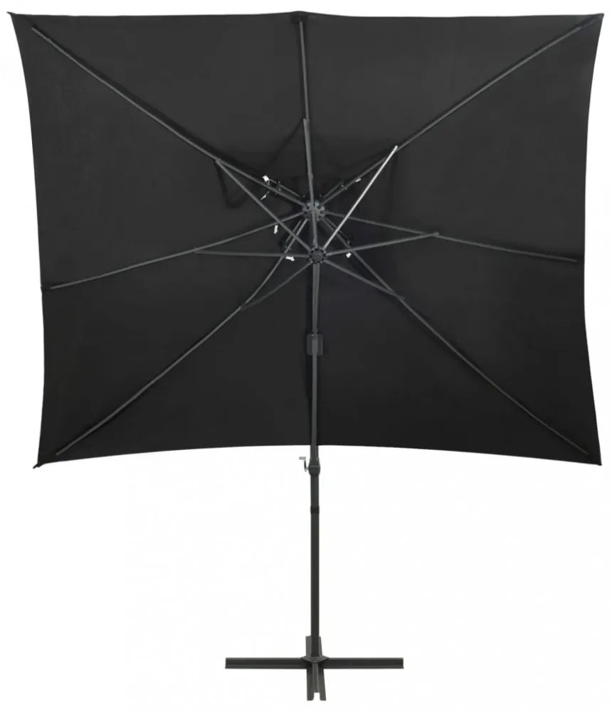 fekete dupla tetejű konzolos napernyő 250 x 250 cm
