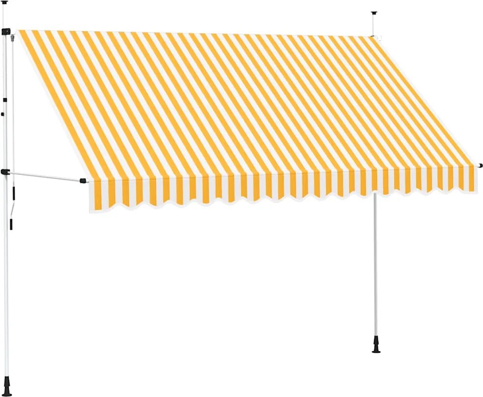 vidaXL narancssárga-fehér csíkos kézzel feltekerhető napellenző 350 cm