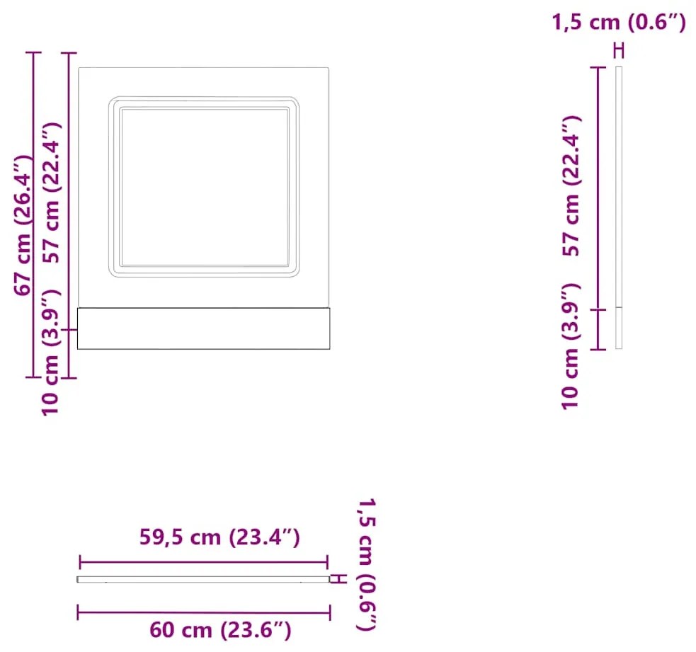 mosogatógép panel Kalmar régi fa 60x1,5x67 cm gépesített fa