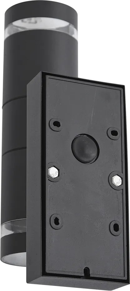 Modern fekete kültéri fali lámpa 2 égős IP44 mozgásérzékelővel - Dubbla