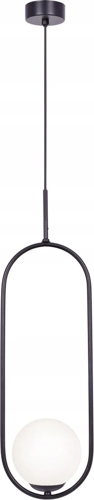 Függő Lámpa Szimpla Tejgömb Fekete Keret Black Glam K-5100