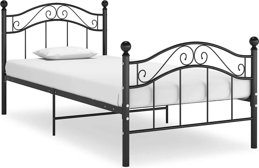 vidaXL fekete fém ágykeret 90 x 200 cm