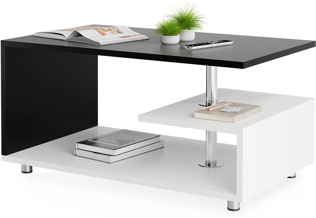 Casaria® Orlando dohányzóasztal 95x55x50 cm - fehér/fekete