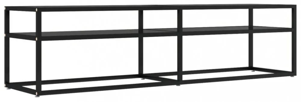 fekete edzett üveg TV-szekrény 160 x 40 x 40,5 cm