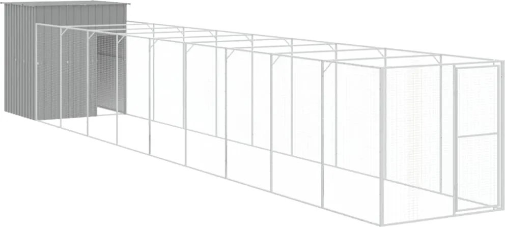 vidaXL világosszürke horganyzott acél kifutós kutyaház 165x1067x181 cm