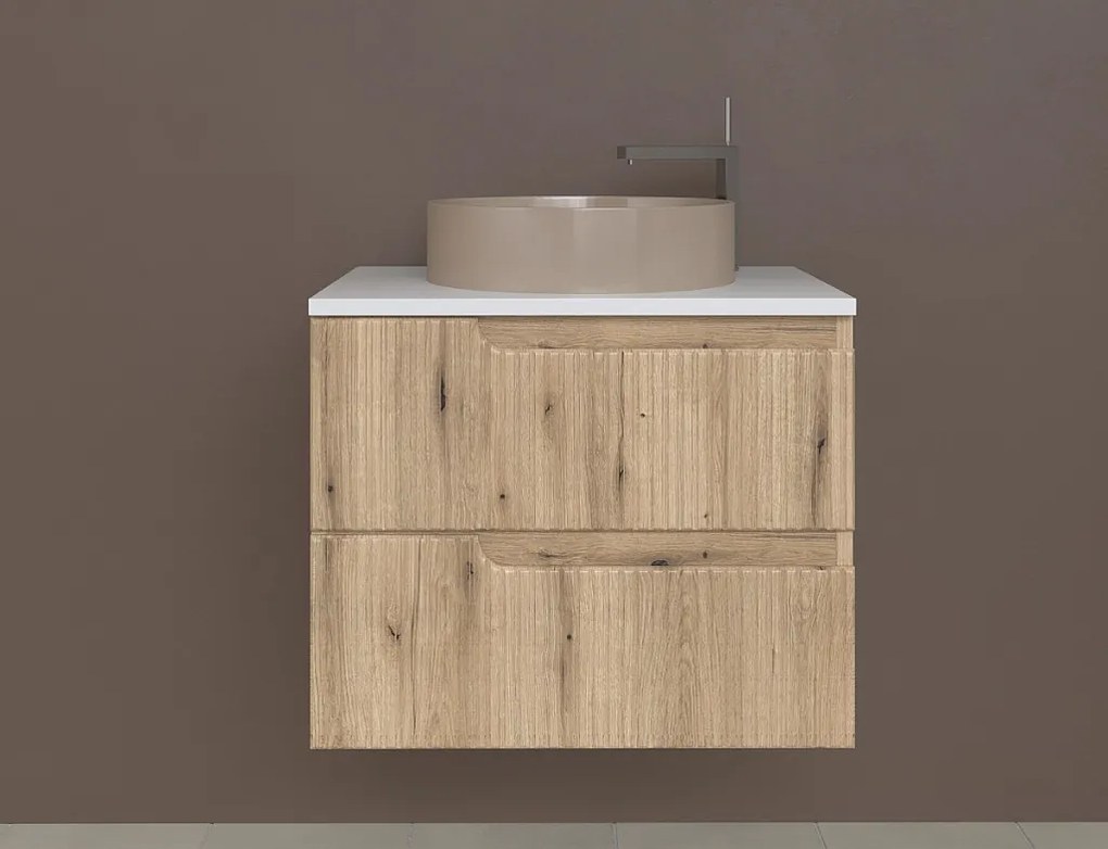 Piramida EURIDIKA fali fürdőszobabútor - mosdópult mosdó nélkül -2 fiókos - PINO TÖLGY -65x48x53 cm
