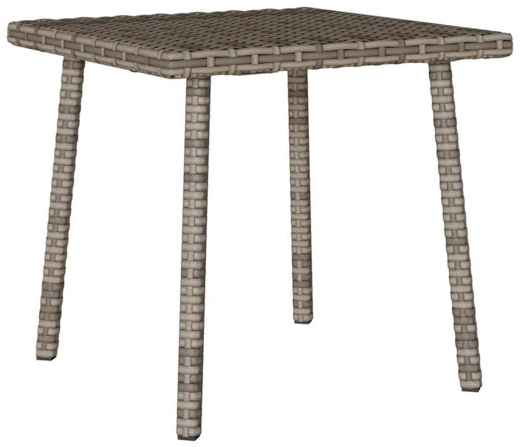 téglalap szürke polyrattan kerti dohányzóasztal 40x40x37cm