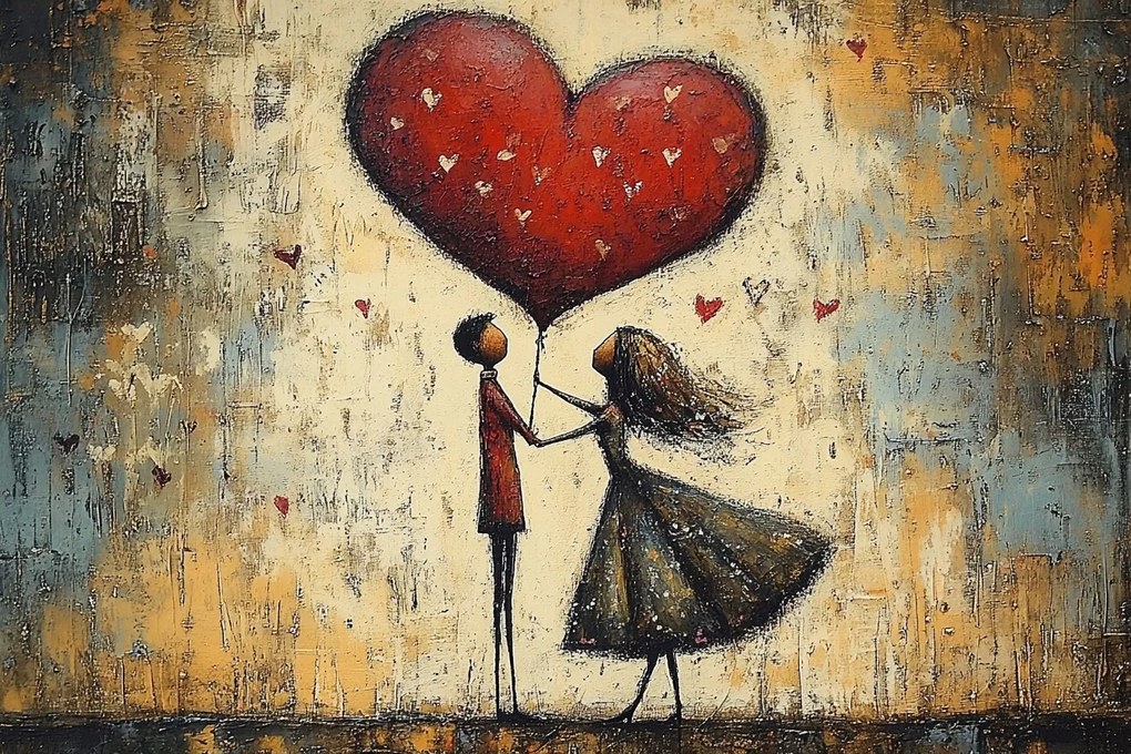 Vászonkép Canvas Pár Szerelem Szív Ajándékok Absztrakt Grafika 120x80