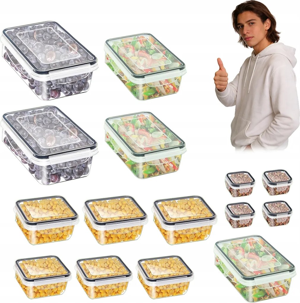 15x Konyhai Tároló Doboz felvágottak sajt fedél