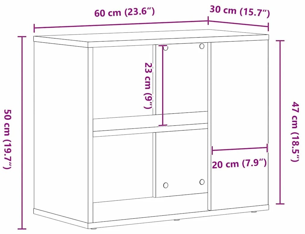 vidaXL Széf fiókkal Fekete tölgy 60 x 30 x 50 cm Faanyag