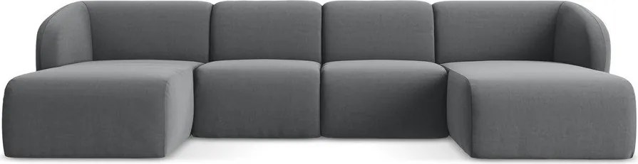 Szürke bársony (U alakú) sarokkanapé Lani – Makamii