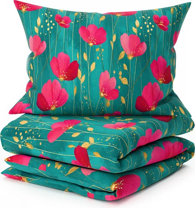 Pamut ágyneműhuzat VIVIDELLE POLY zöld Ágyneműhuzat mérete: 70 x 90 cm | 140 x 200 cm